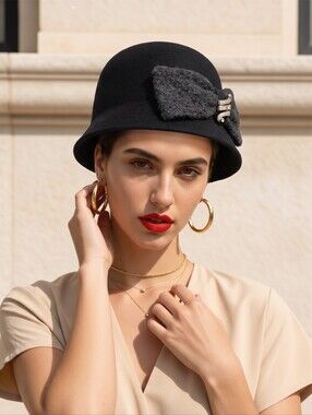 Italian Wool hat with jewelled detail